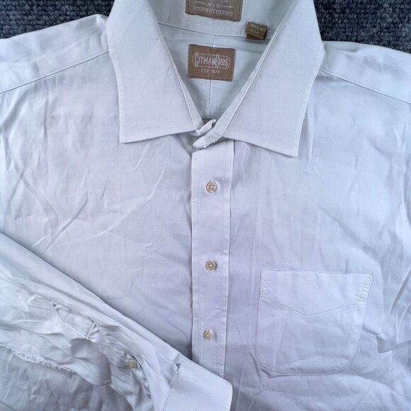 Gitman Bros Button Up Shirt WHITE Long Sleeve Cotton Oxford, Men's 16.5 34 - Picture 1 of 16